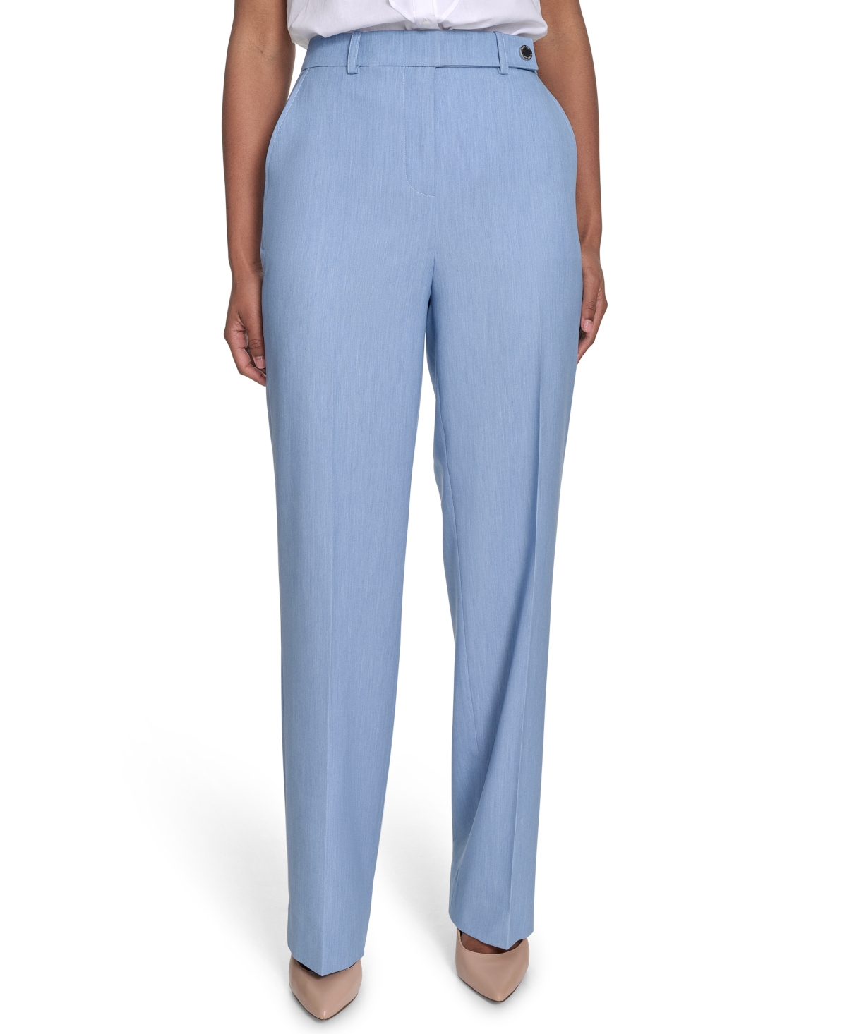 Women's Faux-Denim Mid Rise Wide-Leg Pants - Light Indigo