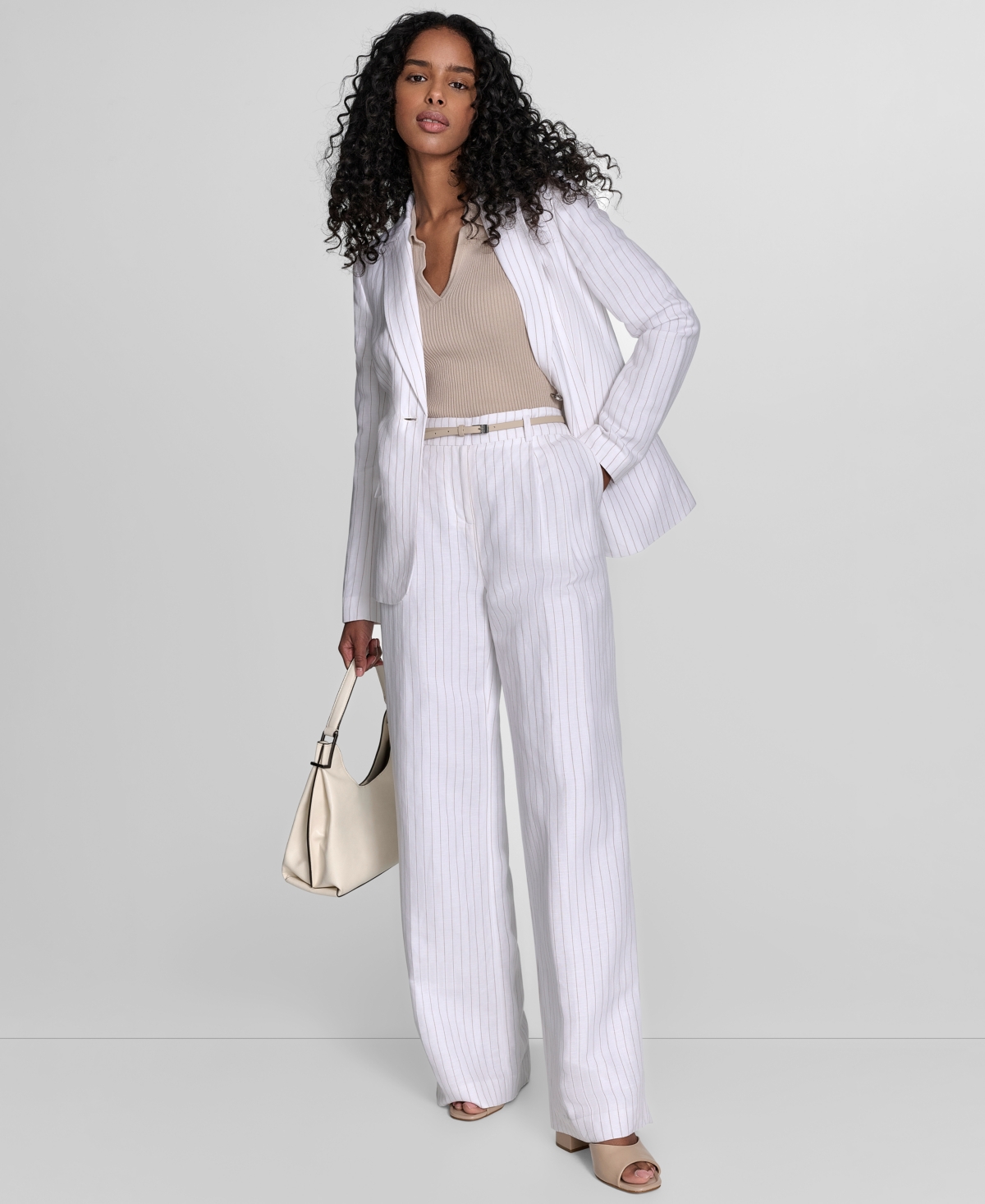 Shop Calvin Klein Women's Pinstriped One-button Blazer