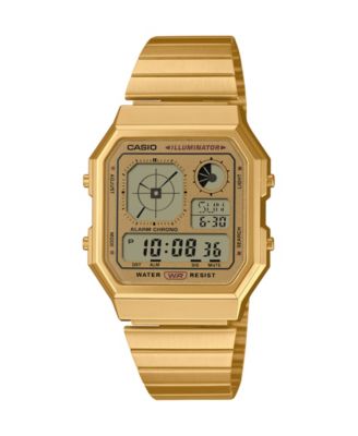 Casio - Men's Vintage Digital Gold-Tone Stainless Steel Bracelet Watch 34mm