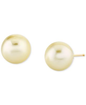 Macy's - Cultured Golden South Sea Pearl (9mm) Solitaire Stud Earrings in 14k Gold