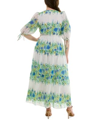 Women's Plus Size Floral Chiffon A-Line Midi Dress