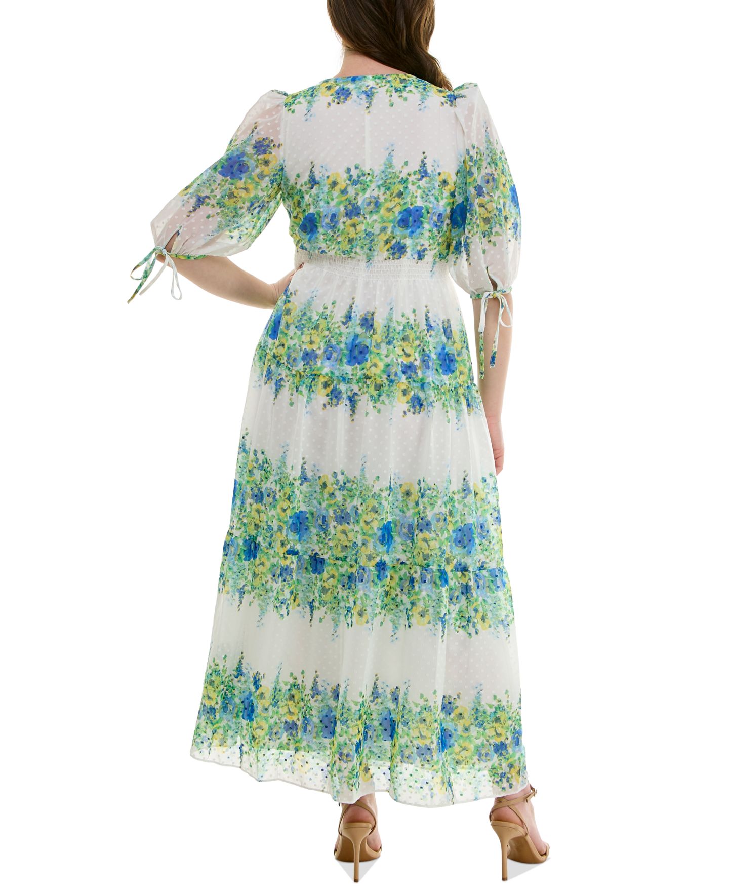 Женское платье Taylor Plus Size Floral Chiffon A-Line Midi, цвет: Слоновая кость — фото 6