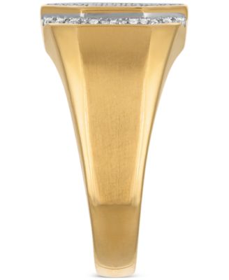 Esquire Men's Jewelry Diamond Octagon Cluster Ring (1/4 ct. t.w.) in 10k Gold, Exclusively at Macy's