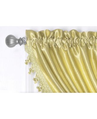 1 Piece Hyatt Rod Pocket Tasseled Soft Yellow Crinkle Sheer Waterfall Window Valance