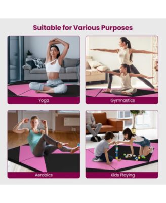 4-Panel PU Leather Folding Exercise Gym Mat with Hook and Loop Fasteners