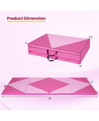 4-Panel PU Leather Folding Exercise Gym Mat with Hook and Loop Fasteners