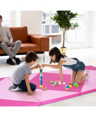 4-Panel PU Leather Folding Exercise Gym Mat with Hook and Loop Fasteners