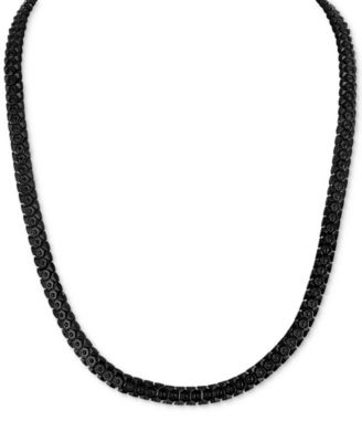 Esquire Men's Jewelry - Cubic Zirconia Honeycomb Link 24" Necklace in Black IP Stainless Steel