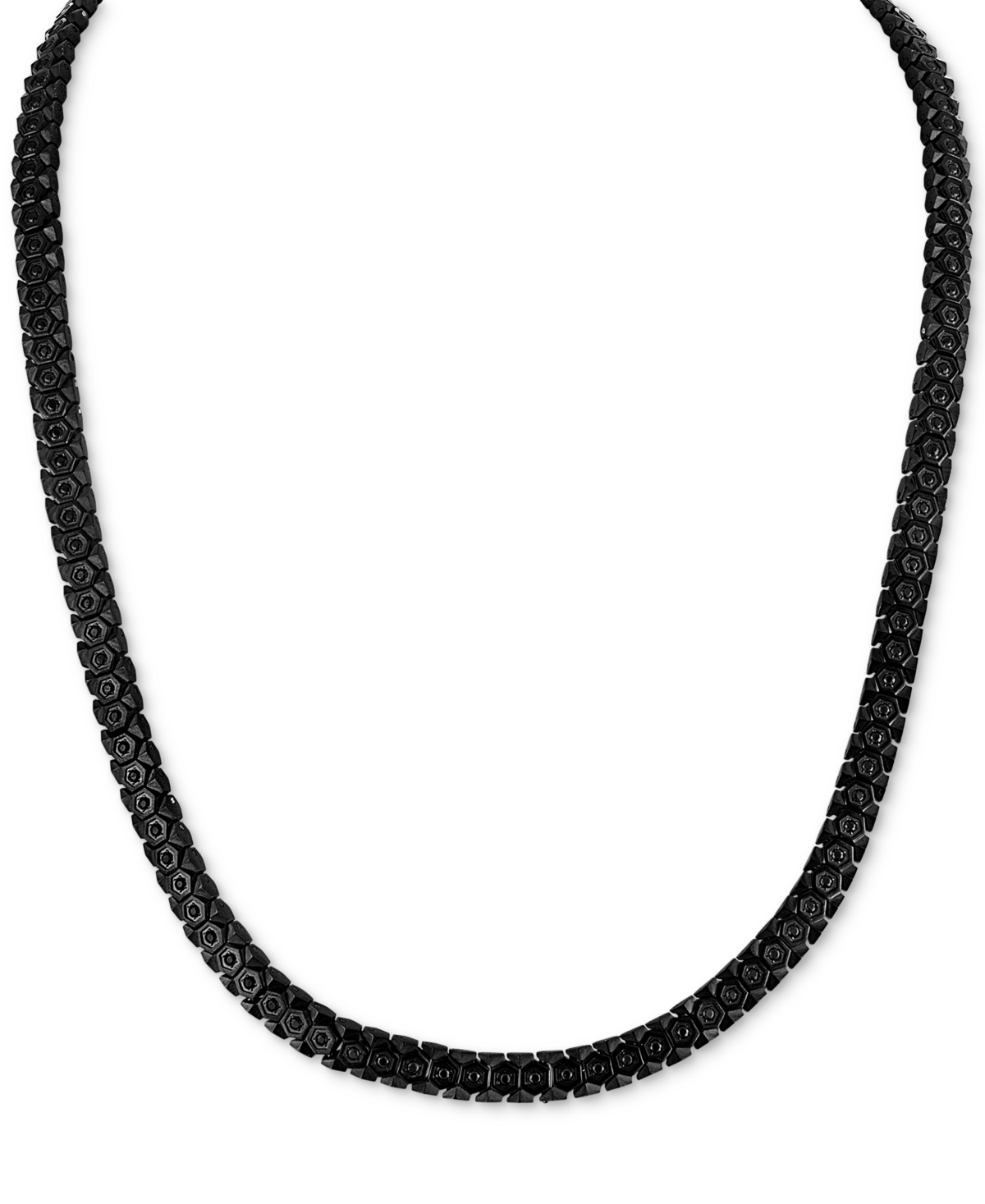 Cubic Zirconia Honeycomb Link 24" Necklace in Black Ip Stainless Steel, Exclusively at Macy's - Black