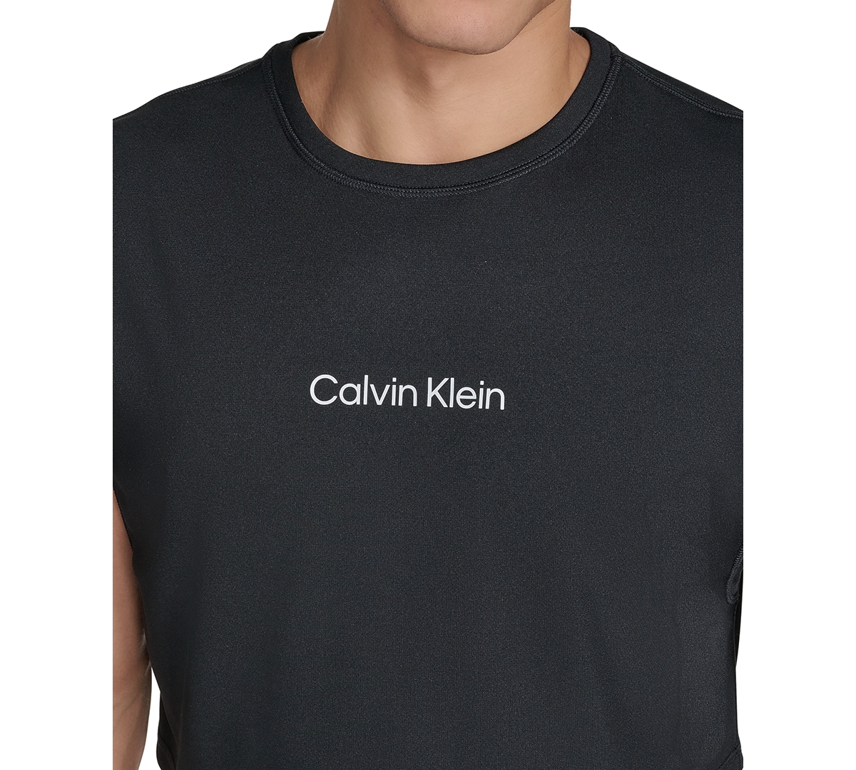 Calvin Klein Men's Cropped Logo Swim Tank Top In Black