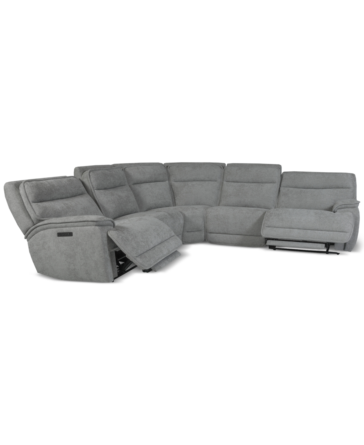 Macy's Ozryn 5-pc. Fabric Sectional With 2 Power Motion Chairs, Exclusively At  In Silver