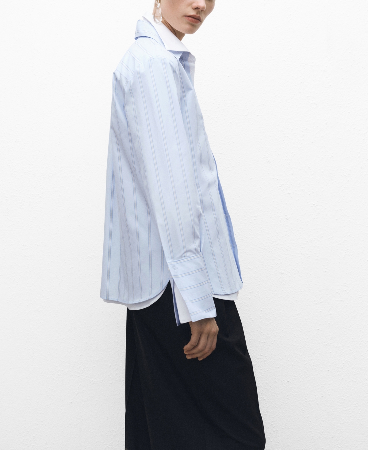 Mango Regular Fit Stripe Cotton Button-up Shirt In Sky Blue