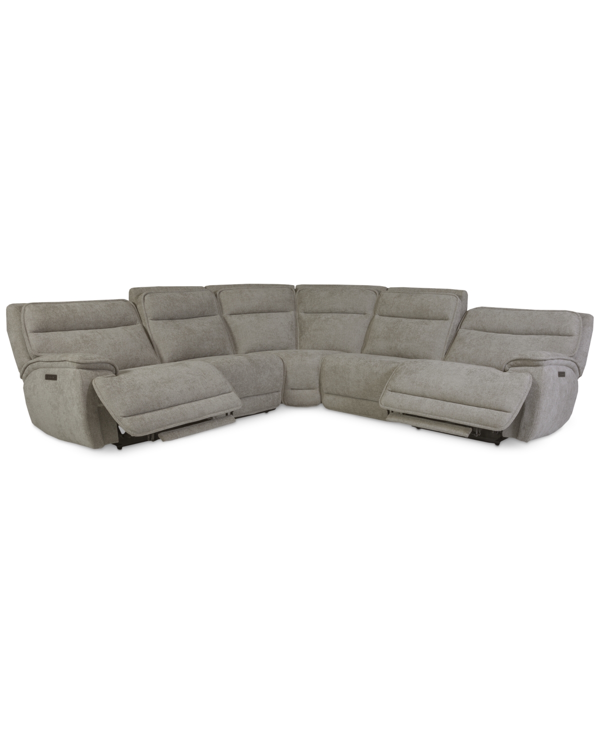 Macy's Ozryn 5-pc. Fabric Sectional With 2 Power Motion Chairs, Exclusively At  In Gray