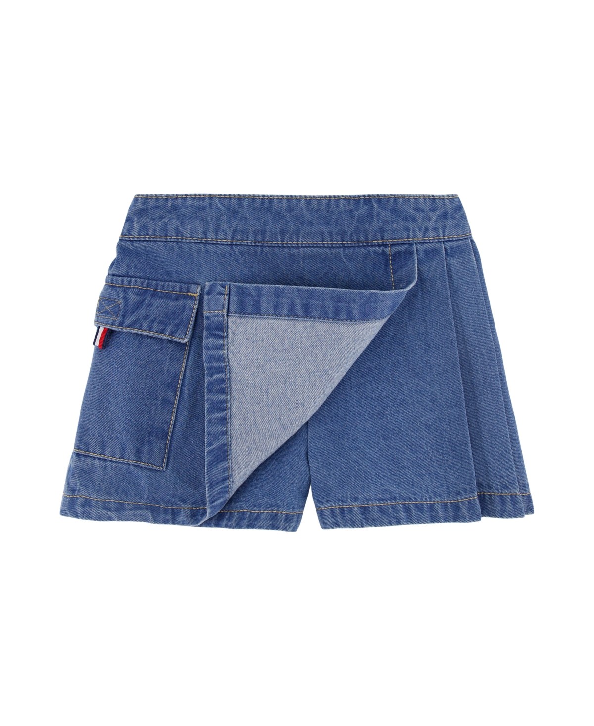 Tommy Hilfiger Toddler And Little Girls 2-piece Printed Flutter Sleeve Top And Denim Pleated Skirt