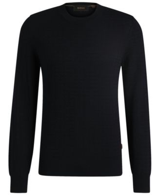 Men's Silk Regular-Fit Knit Structure Sweater