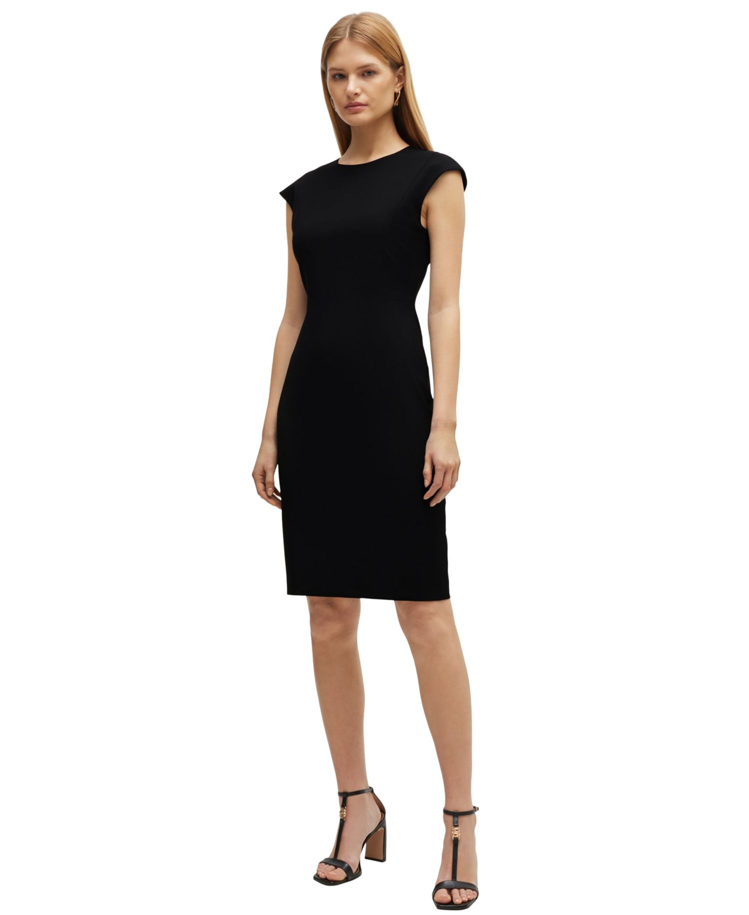 BOSS by Women's Wool Cap Sleeve Slim-Fit Dress