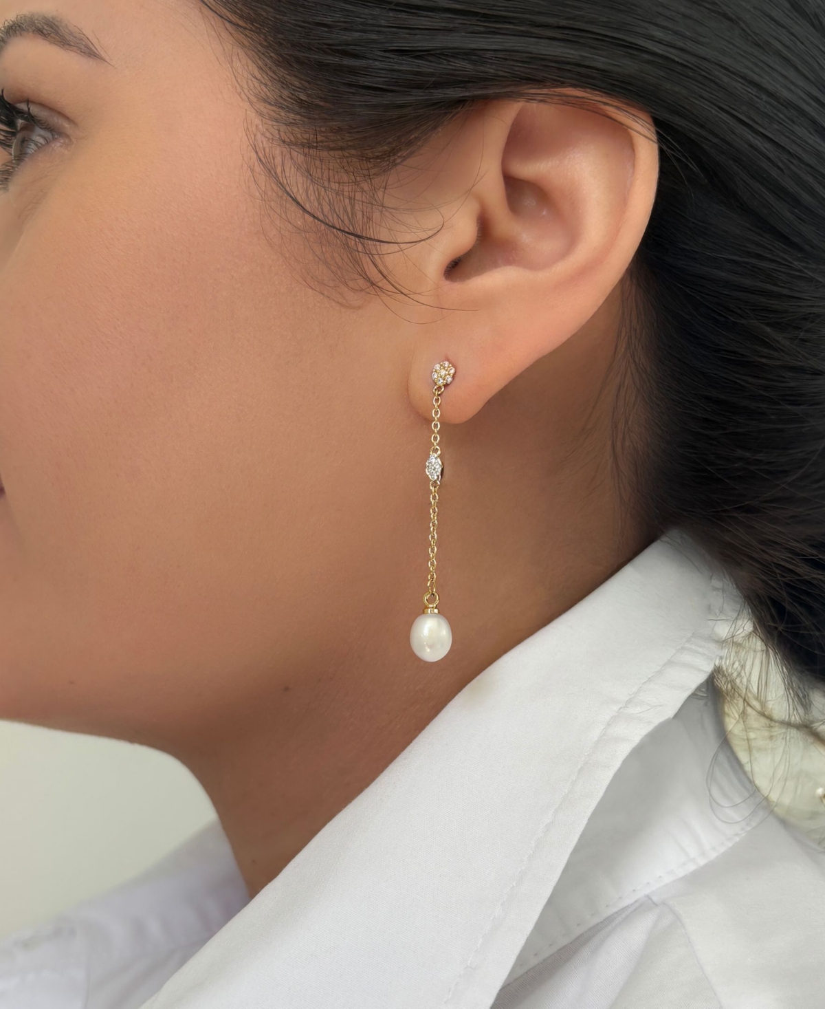 Adornia 14k Gold Plated Freshwater Pearl Drop Earrings In White