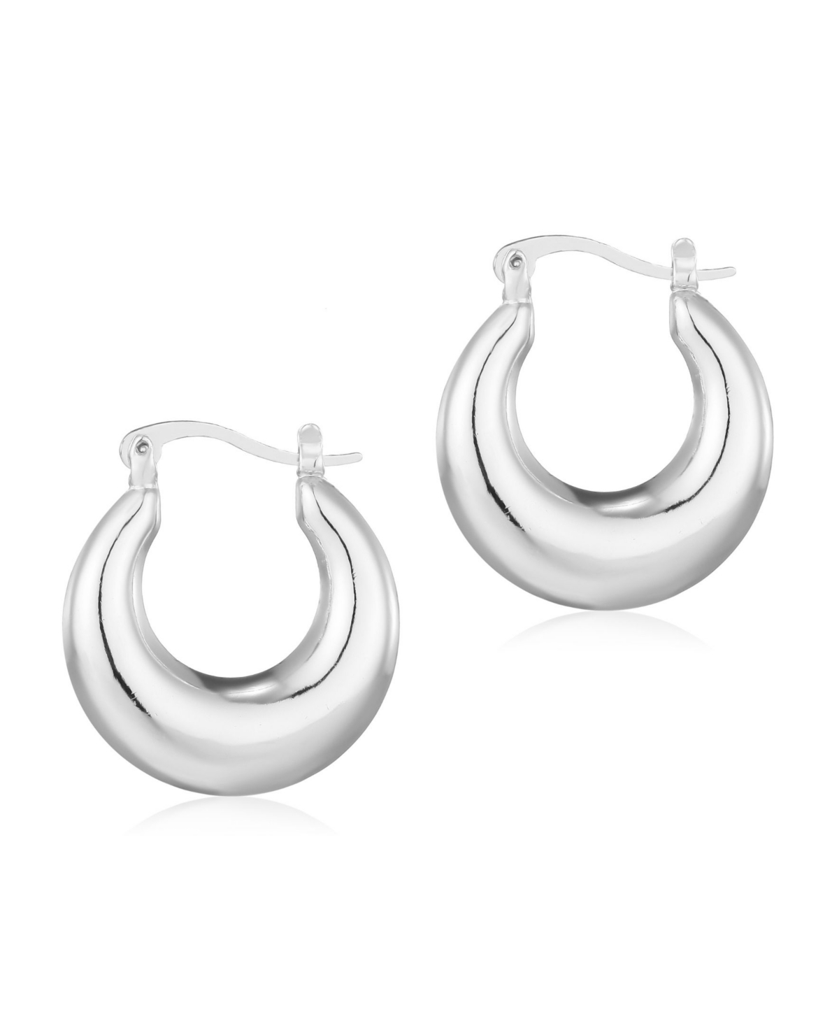 Silver Domed Hoop Earrings - Silver