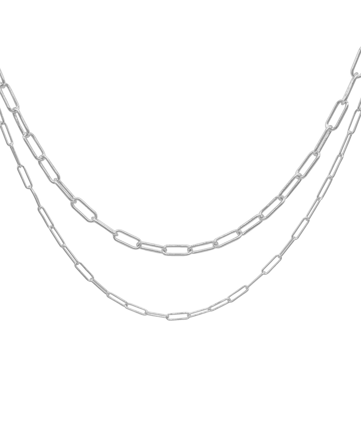 Adornia Silver Plated 3mm And 4mm Paper Clip Chain Set In Silver