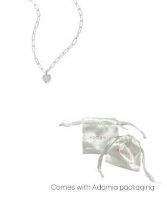 Tarnish Resistant Silver Heart Charm Paper Clip Chain Necklace