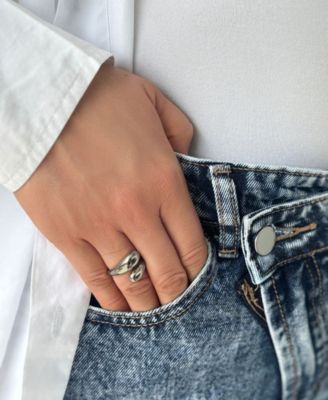 Tarnish Resistant Silver Overlapping Chunky Bands Ring