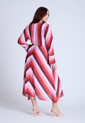 Women's Twist Bodice Stripe Midi Dress
