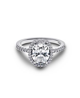 Oval Sparkling Halo Statement Sterling Silver Ring
