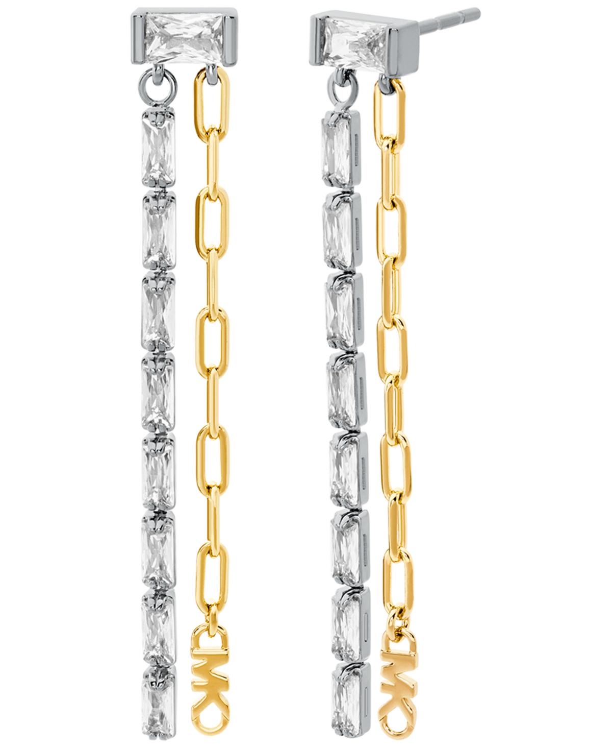 14K Gold-Plated Brass Mixed Chain Earrings - Gold