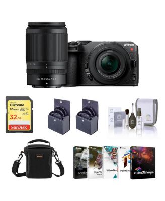 Z 30 Mirrorless Camera with 16-50mm & 50-250mm Lens, Bundle with Corel PC Photo & Video Editing Software Suite, 32GB SD Memory Card, Bag, 62mm