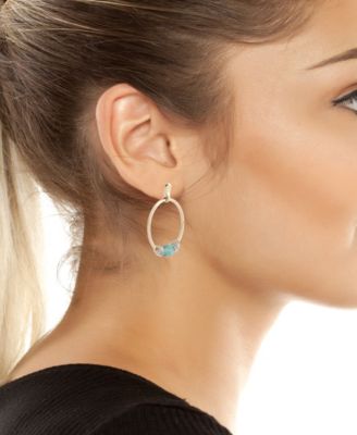 Turquoise Stone Hoop Earrings