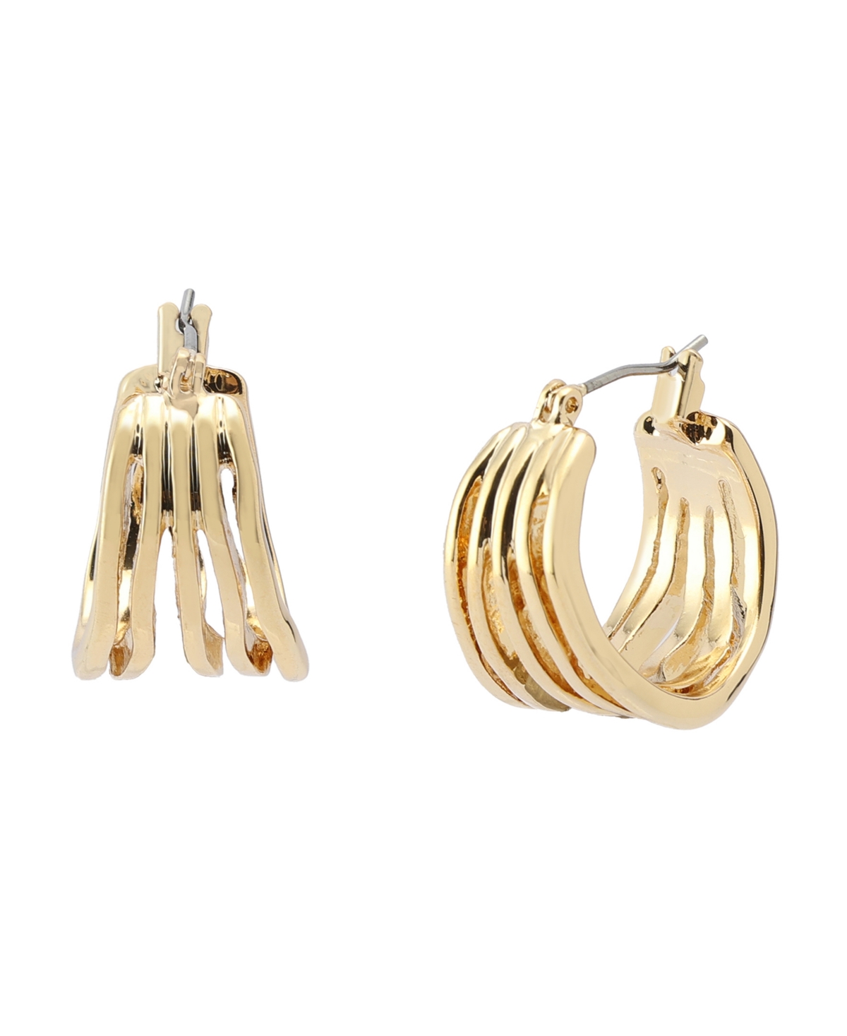 Robert Lee Morris Soho Sculpted Multi Row Huggie Earrings In Gold