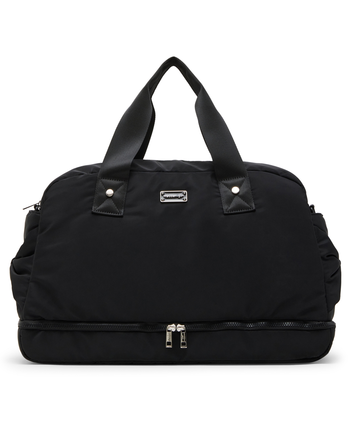 Bow Detail Zip Bottom Weekender Duffle Bag - Black