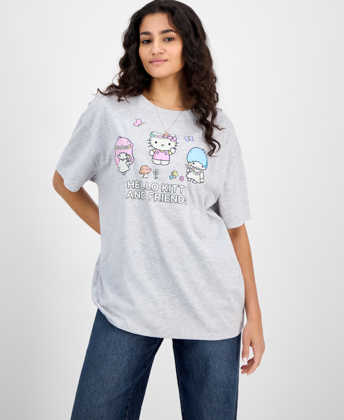 Juniors' Angelic Hello Kitty T-Shirt - Gray
