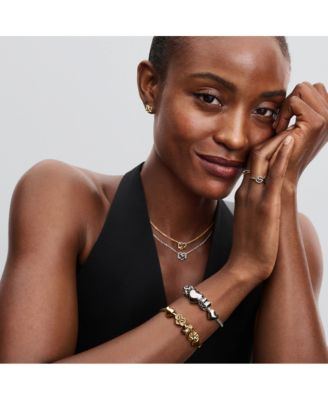 14K Gold-Plated Sparkling Infinity Heart Clasp Snake Chain Bracelet