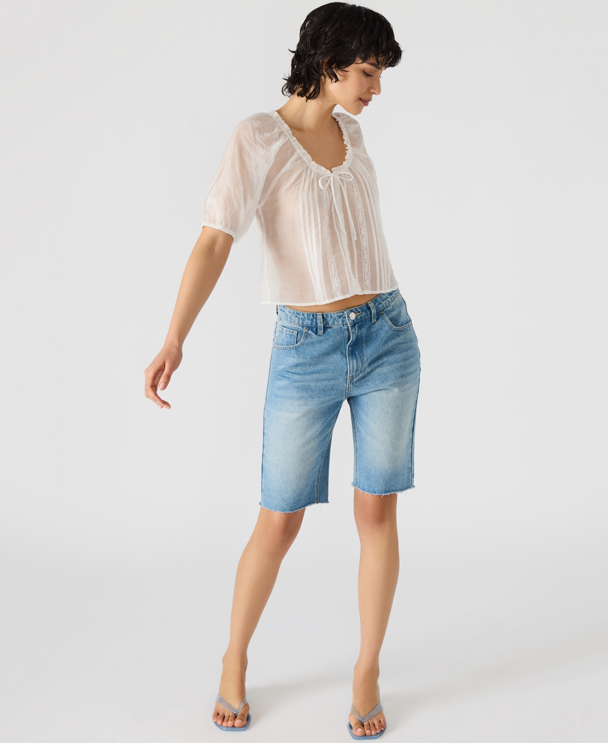 Steve Madden Lana Lace Pintuck Crop Top