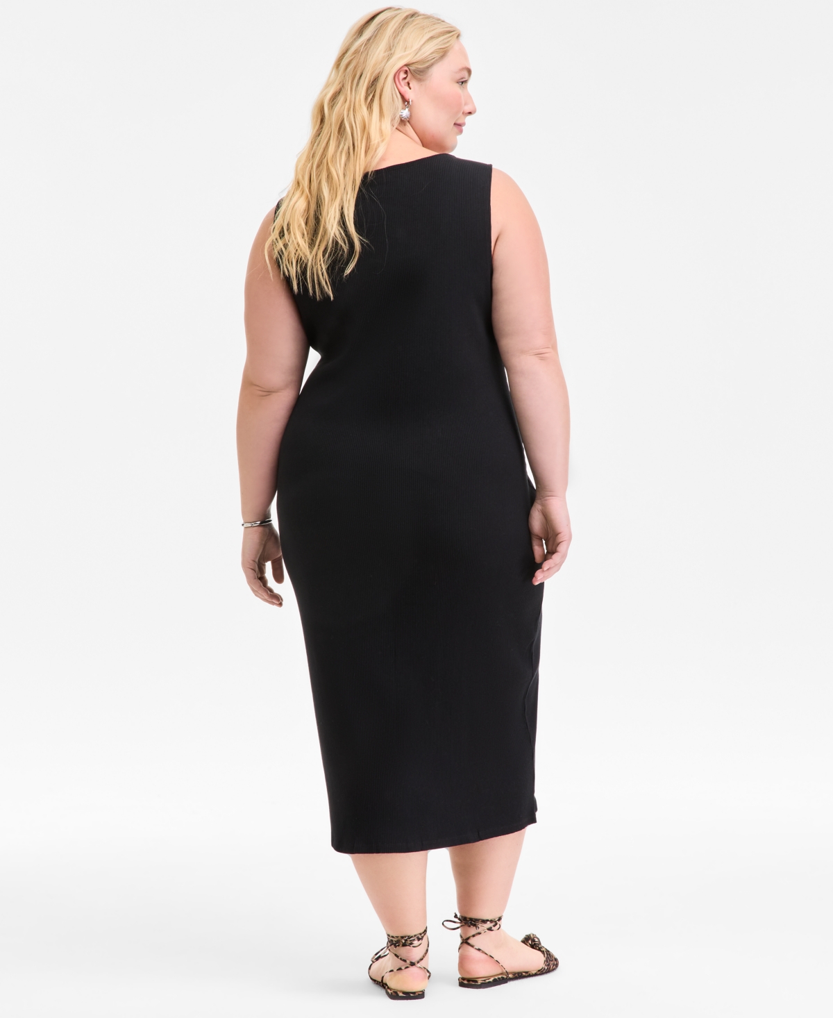 On 34th Plus Size Scoop-neck Button-down Midi Dress, Exclusively At Macy's
