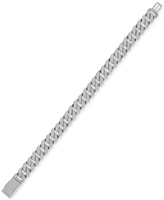 Esquire Men's Jewelry Diamond Cuban Link Bracelet (2 ct. t.w.) in Sterling Silver, Exclusively at Macy's