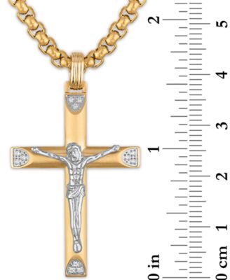Diamond Crucifix 22" Pendant Necklace (1/20 ct. t.w.) in Stainless Steel & Gold-Tone Ion-Plate, Exclusively at Macy's
