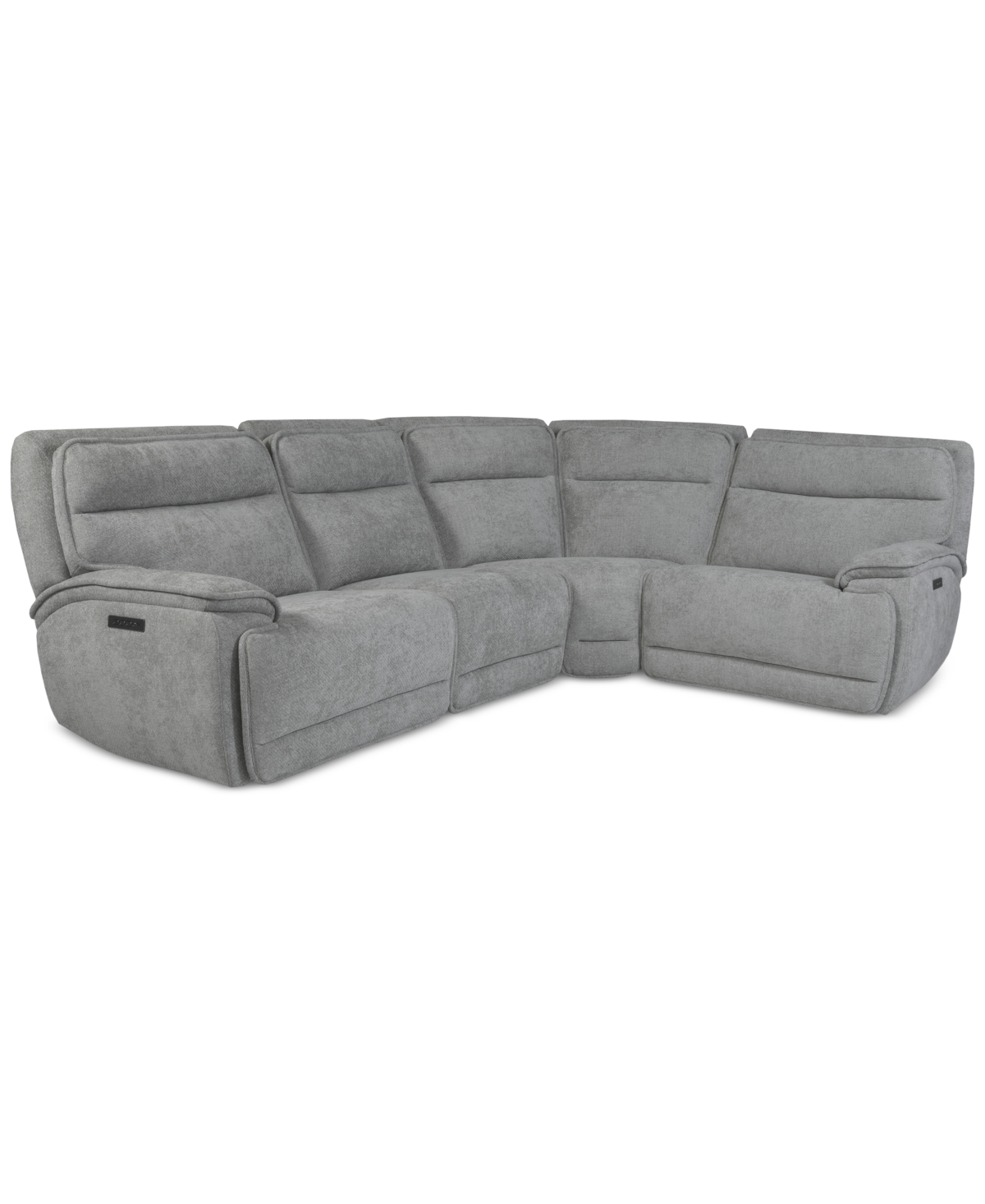 Macy's Ozryn 4-pc. Fabric Sectional With 2 Power Motion Chairs, Exclusively At  In Silver