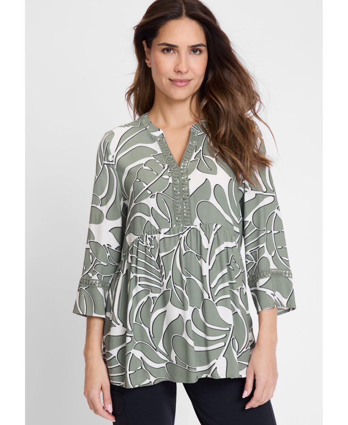Women's Tunic Swing Blouse - Jungle khaki