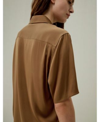 Women's Half-Placket Short Sleeve Button Up Shirt