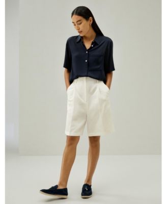 Women's Half-Placket Short Sleeve Button Up Shirt