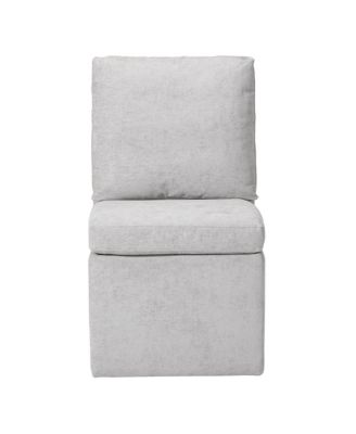 Modern Upholstered Chenille Armless Dining Chairs With Casters