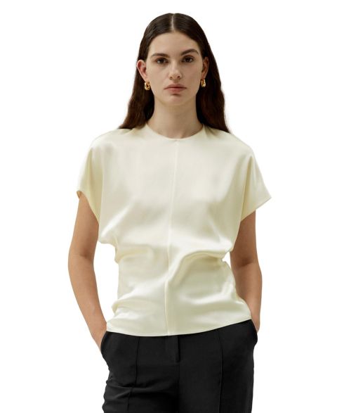 Женский топ LILYSILK Short Batwing Sleeve Silk Contour, цвет: Белый