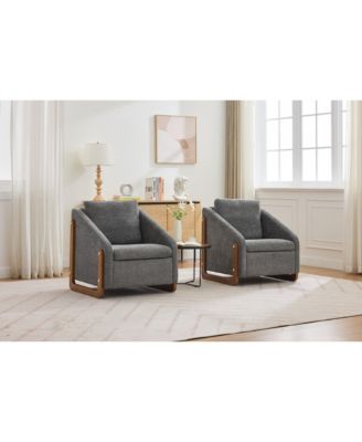Modern Chenille Armchair with Wooden Frame