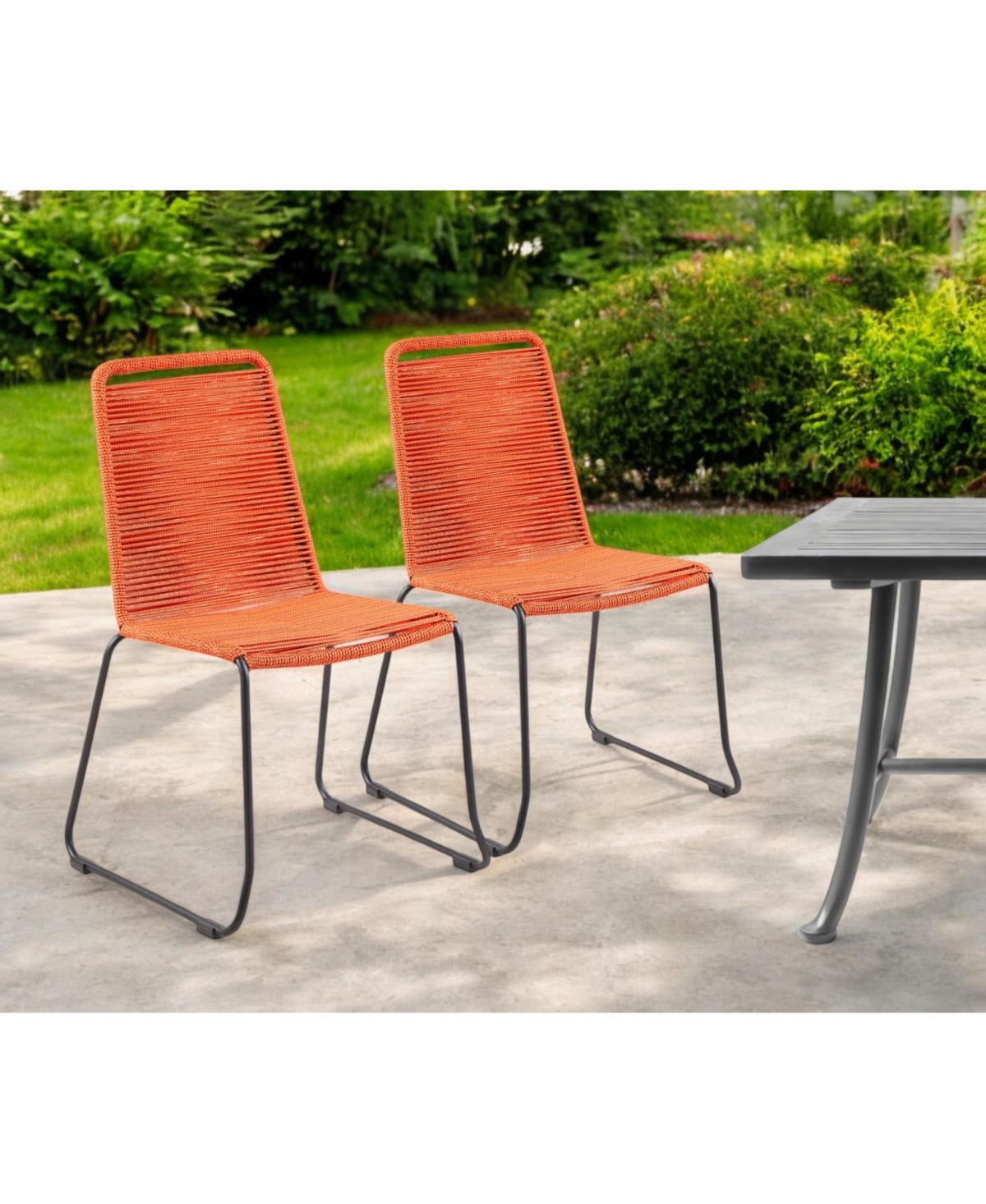 Set of Two Metal Dining Chairs – Modern Outdoor Seating for Patio & Garden