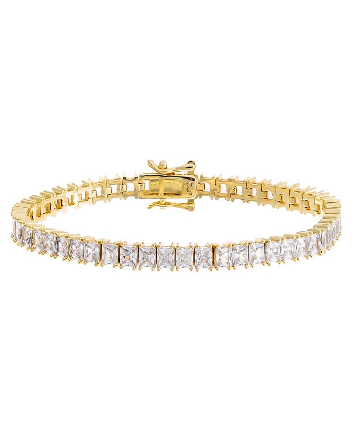 Cubic Zirconia Princess Cut Tennis Bracelet - Gold