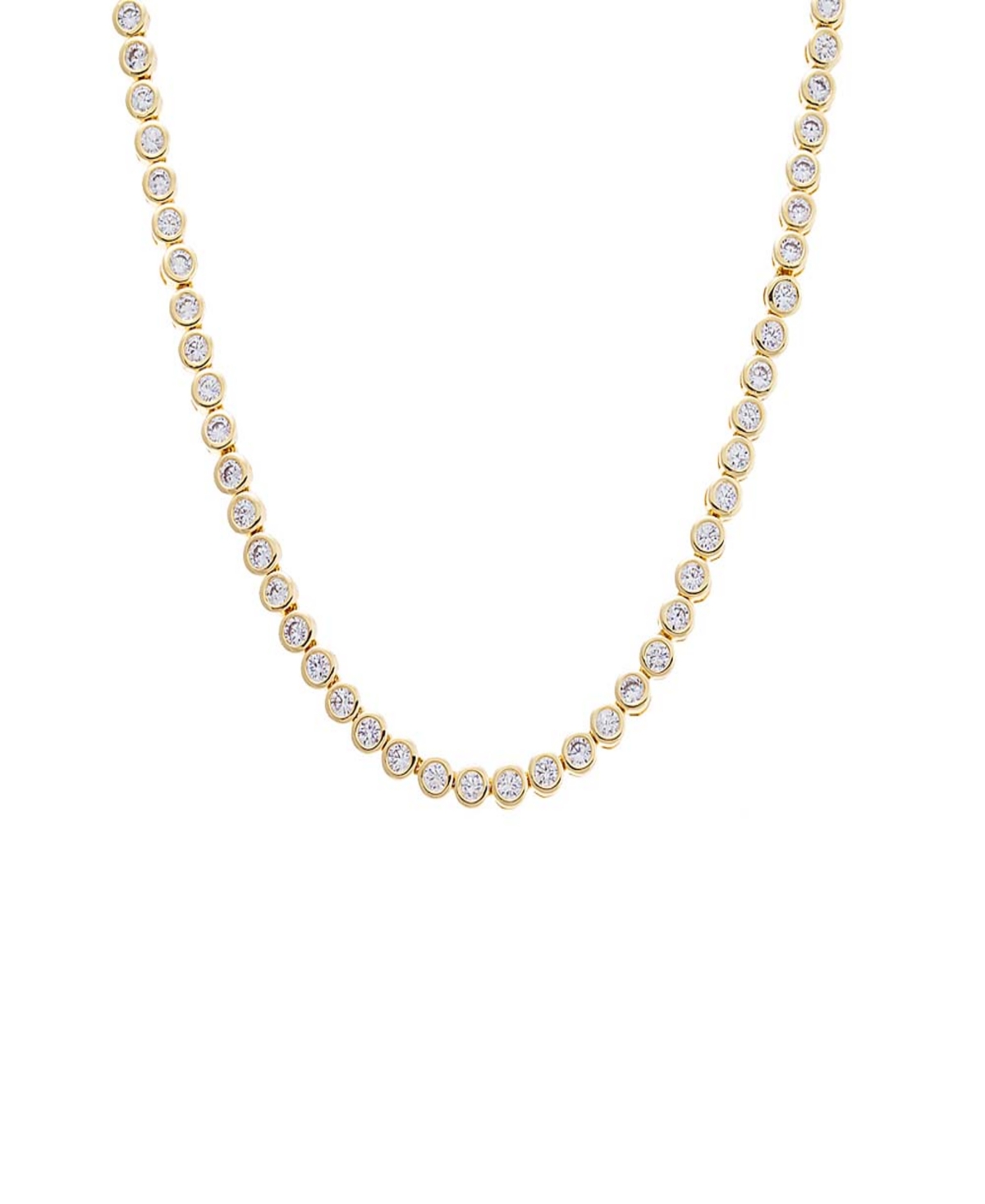 Cubic Zirconia Bezel Tennis Necklace - Gold