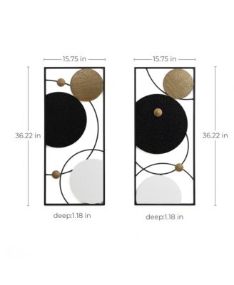 2-Piece Black, White, and Gold Modern Abstract Wall Decor Set