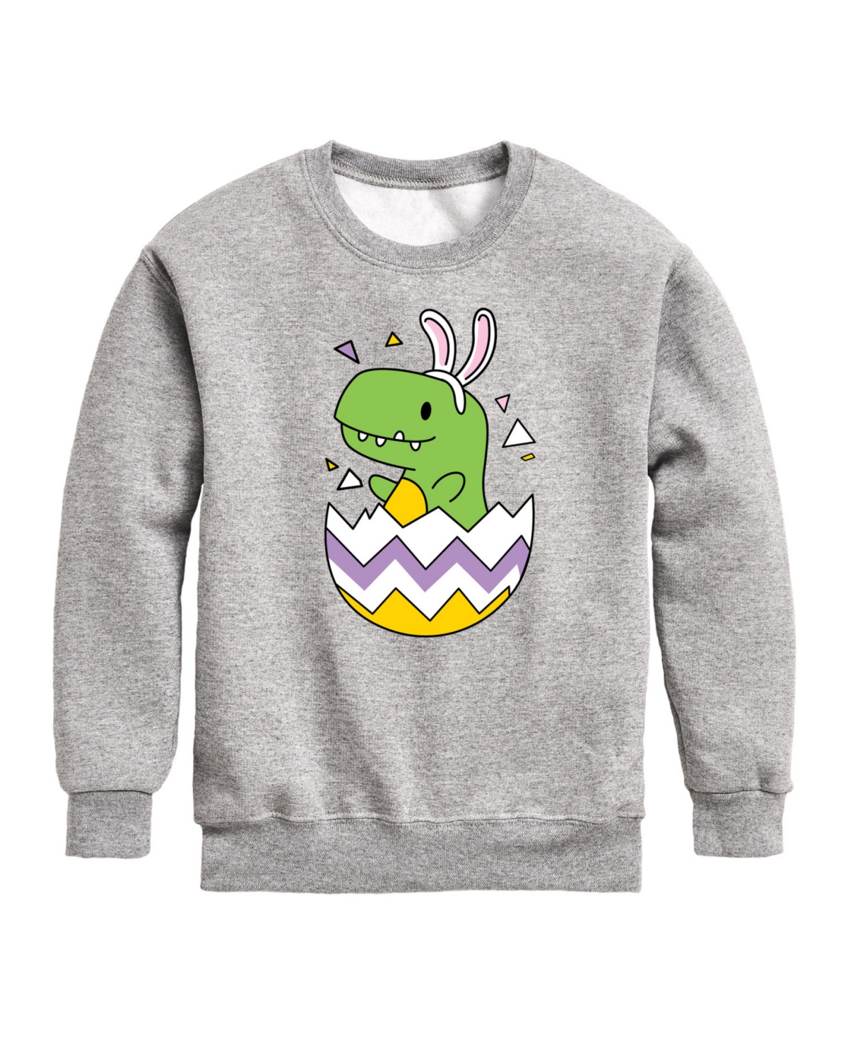 Hybrid Big Boys Happy Easter Dino Egg Graphic Fleece Sweatshirt In Gray